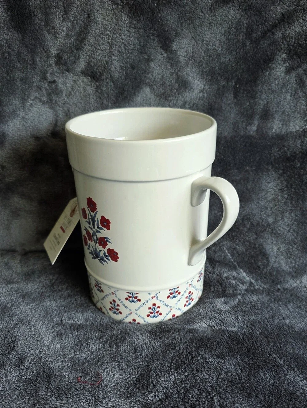 My Texas House New Poppy Trellis Ceramic Utensil Crock / Vase, Red White Blue 7